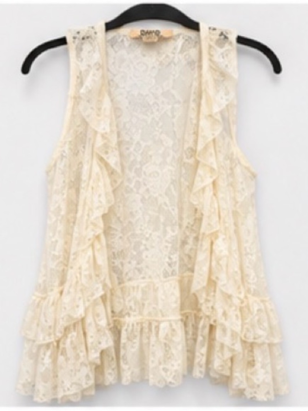 David Kahn Cream Lace Ruffle Camisole Vest